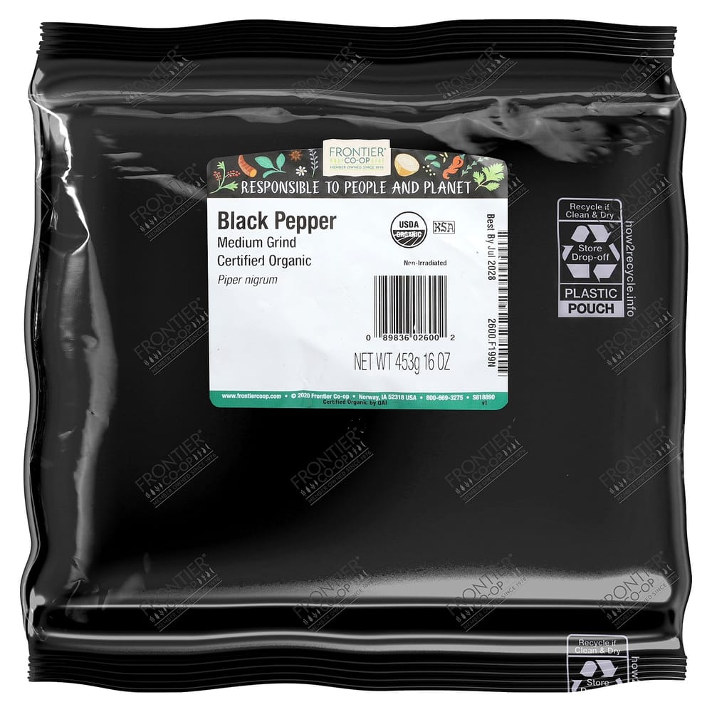 Frontier Natural Products Black Pepper, Medium Grind, 453g (16oz)