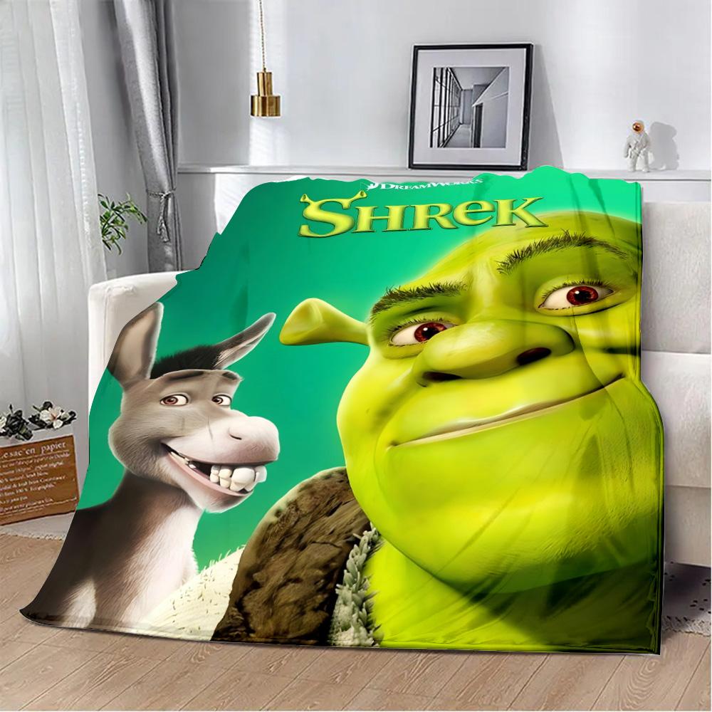Funny Cartoon Shrek Printed Blanket Picnic Blankets Warm Blanket Soft and Comfortable Blanket Home Travel Birthday Gift
