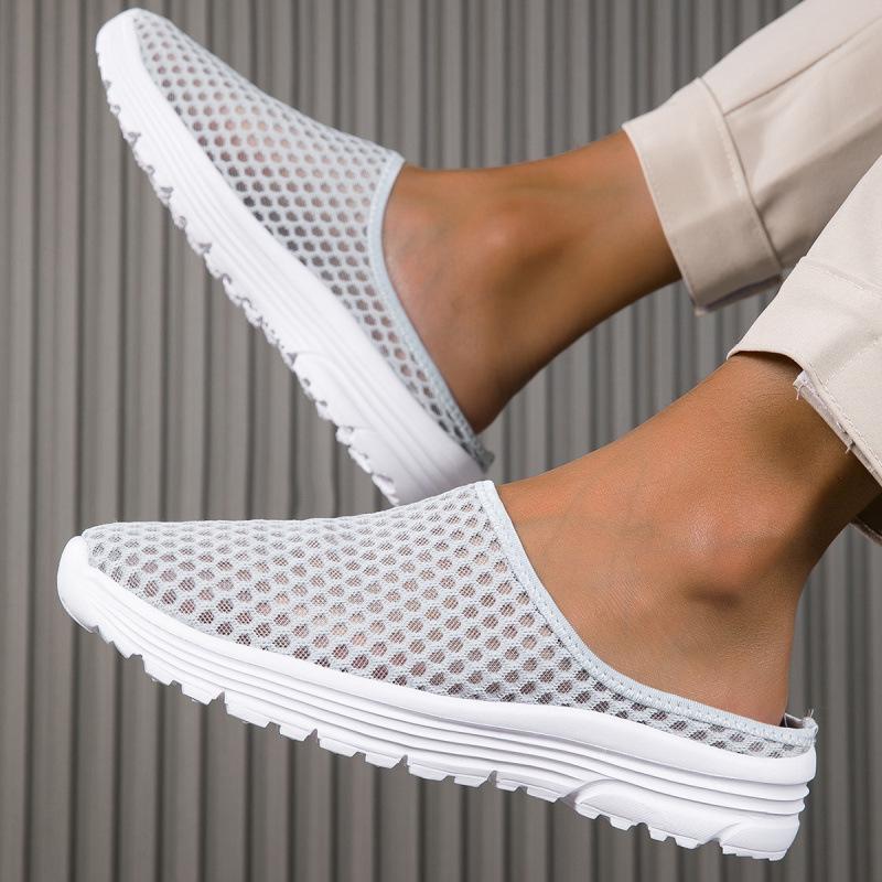 Breathable Flyknit Cutout Plus Size Ultralight Half-Slippers