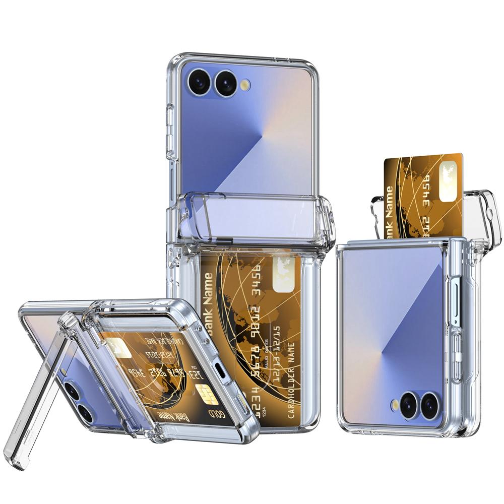KEYSION Shockproof Case for Samsung Z Flip 7 6 5 5G Hard PC With Hinge Kickstand Card Slot Phone Cover for Galaxy Z Flip 5 6 7