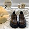 Frühlings- und Herbst-Damen-Retro-Loafer mit dicker Sohle, koreanische Mode-Schuhe, bequeme Plateauschuhe mit dicker Sohle