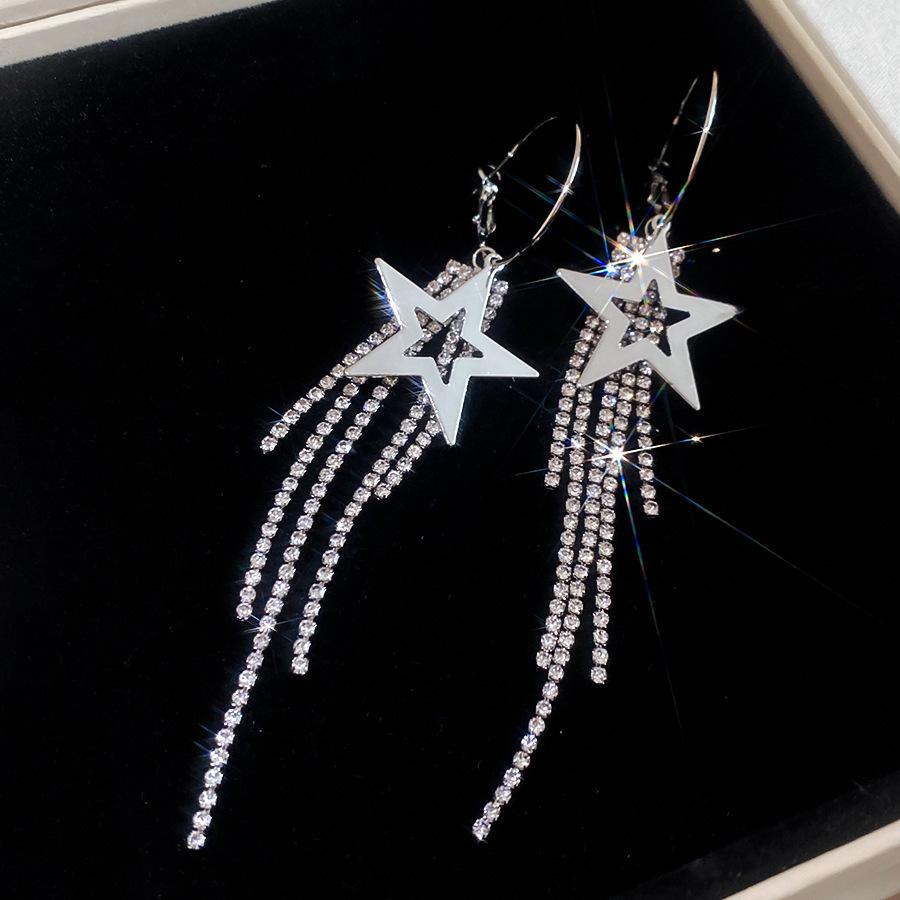 European and American Silver Needle Diamond-encrusted Round Fringed Stud Earrings French Light Luxury Earrings Niche Design Earrings