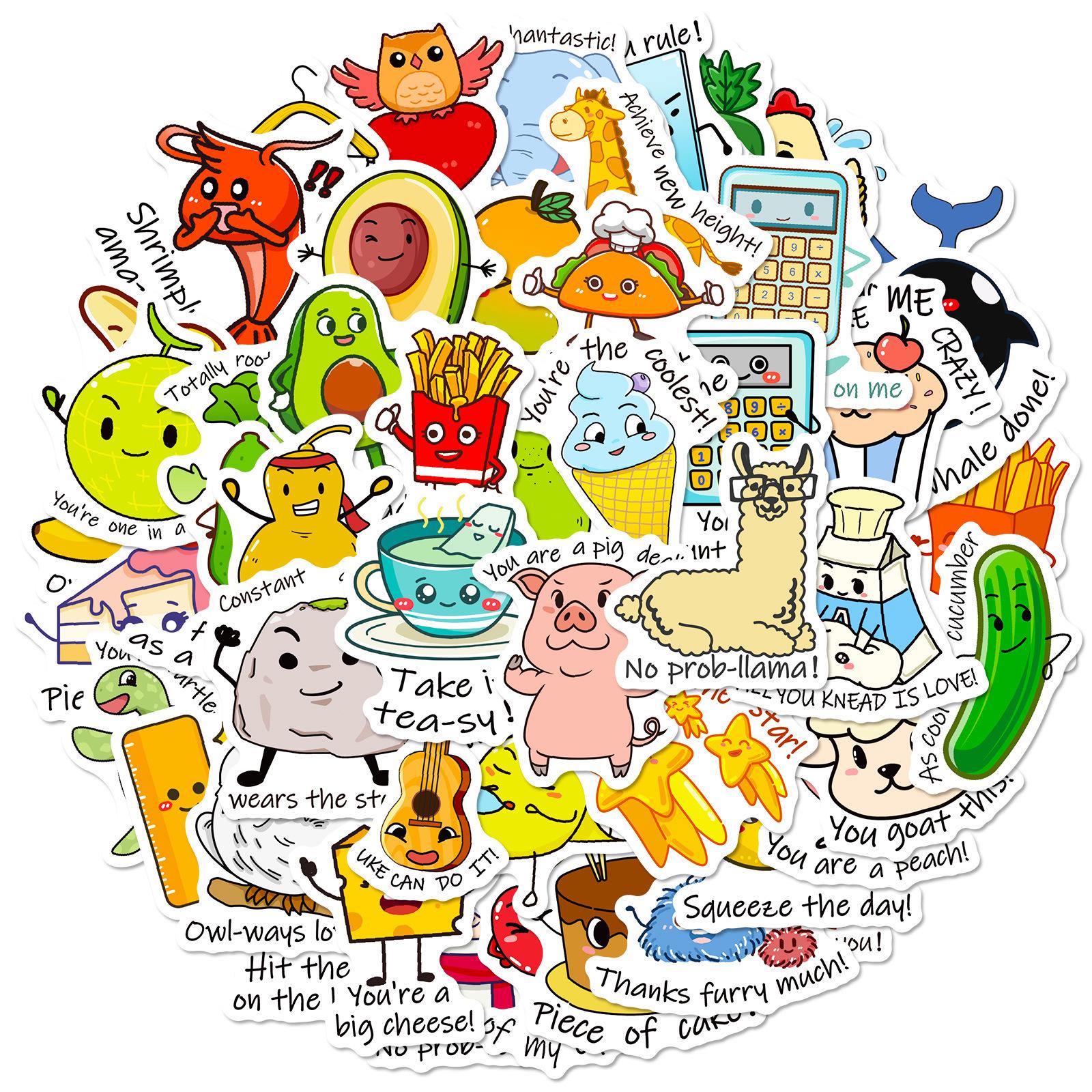 50 Sheets Animal Pun Stickers - Fun Rewards for Kids