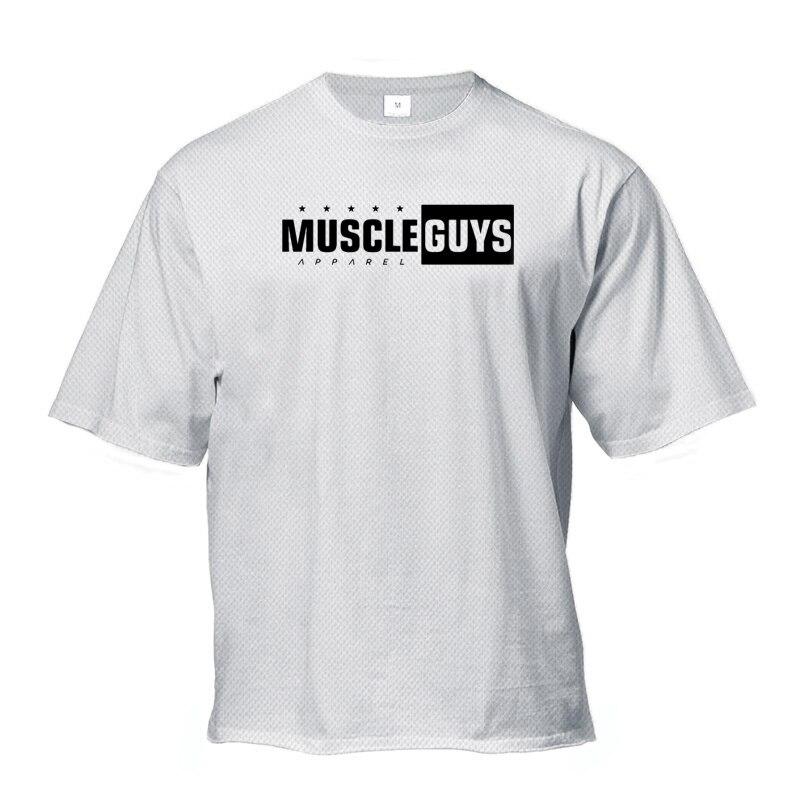 

Muscleguys Спортивная быстросохнущая дышащая футболка с короткими рукавами, впитывающая пот, беговая фитнес-футболка XXL белый