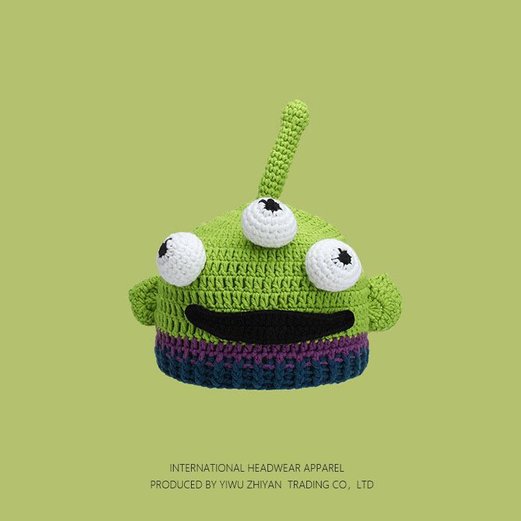 Ruffian Baby Monster Shrek Knitted Pullover Autumn and Winter Devil Long Braid Cartoon Handmade Wool Hat Tide
