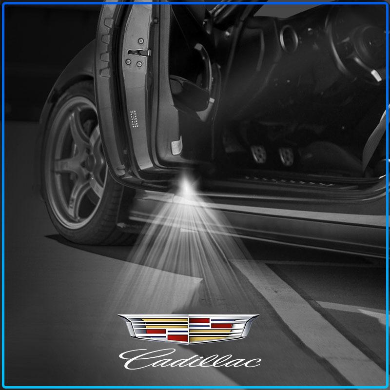 2 uds Luz LED de Bienvenida Insignia de Puerta de Coche Lámpara Proyector HD Inalámbrica Para Cadillac XT5 XTS CTS BLS SLS DTS SRX Escalade Tiburon Deville