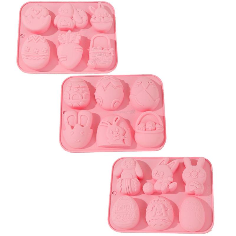 Easter Bunny Egg Shaped Silicone Cake Cookies Mold Chocolate Candy Baking Tool For Easter Kids Birthday Party Diy Decoration