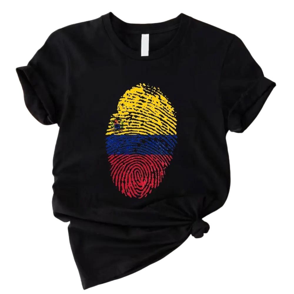 Cotton Shirt with Venezuelan Flag Printed on It Traditional South American Shirt 2026 Summer Fashion Women Cotton Loose Tshirt