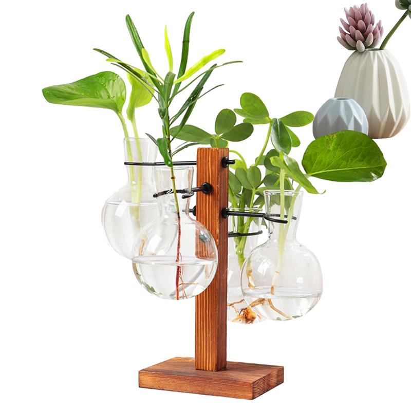 Terrarium mit Ständer Terrarium Pflanzgefäß Glaskolbenvase für den Schreibtisch Moderner Pflanzenvermehrungsständer für