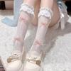 Lolita JK Love Bow Lolita Lace Long Socks Calf Jk Stocking Female Summer Lace Socks Harajuku Accessories Knee High JK Socks