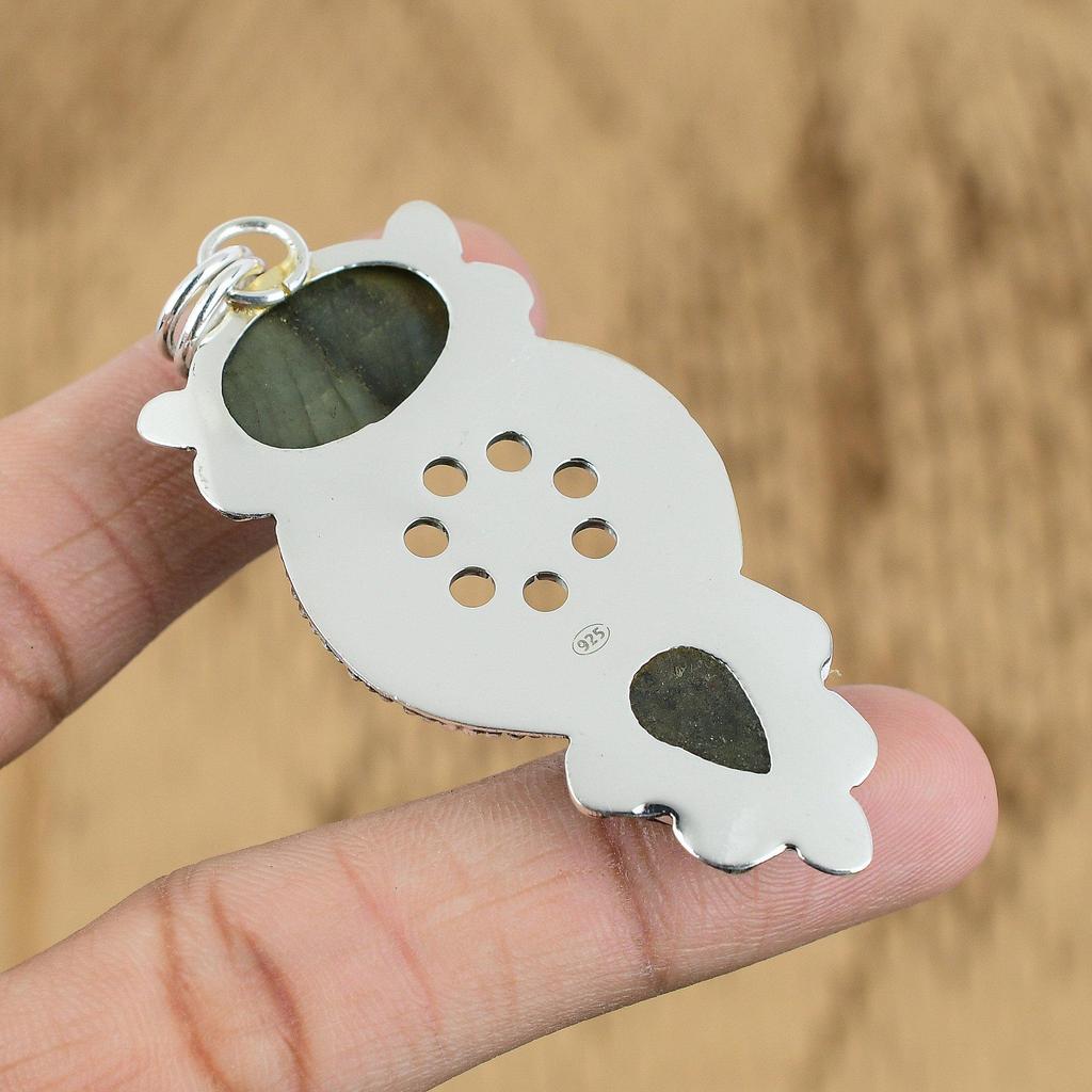 Gift For Women Pendant 925 Sterling Silver Natural Labradorite Rough Gemstone