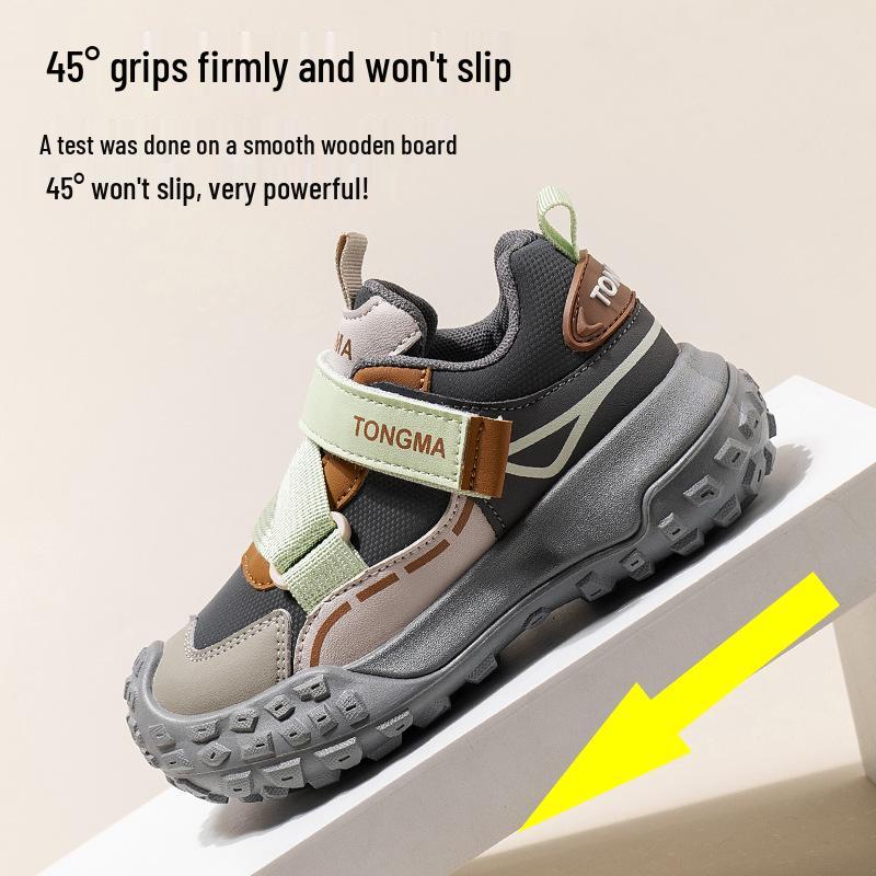 Children's Velcro Leather Sneakers for Spring and Autumn – Boys' Sports and Hiking Shoes