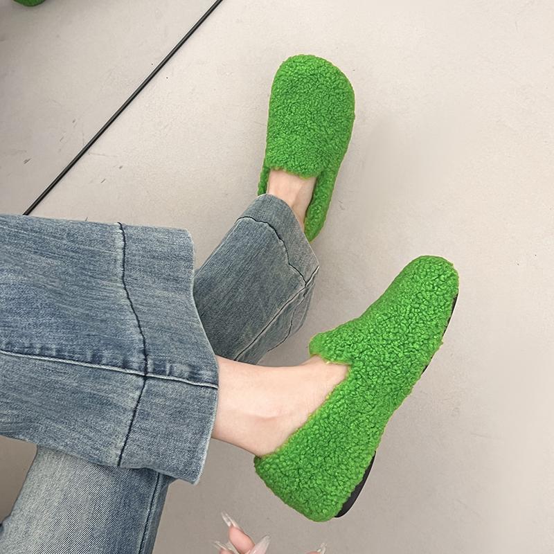Fashion Plus Size Flat Shoes New Round Toe Deep Mouth Suede Warm Cotton Shoes for Autumn and Winter