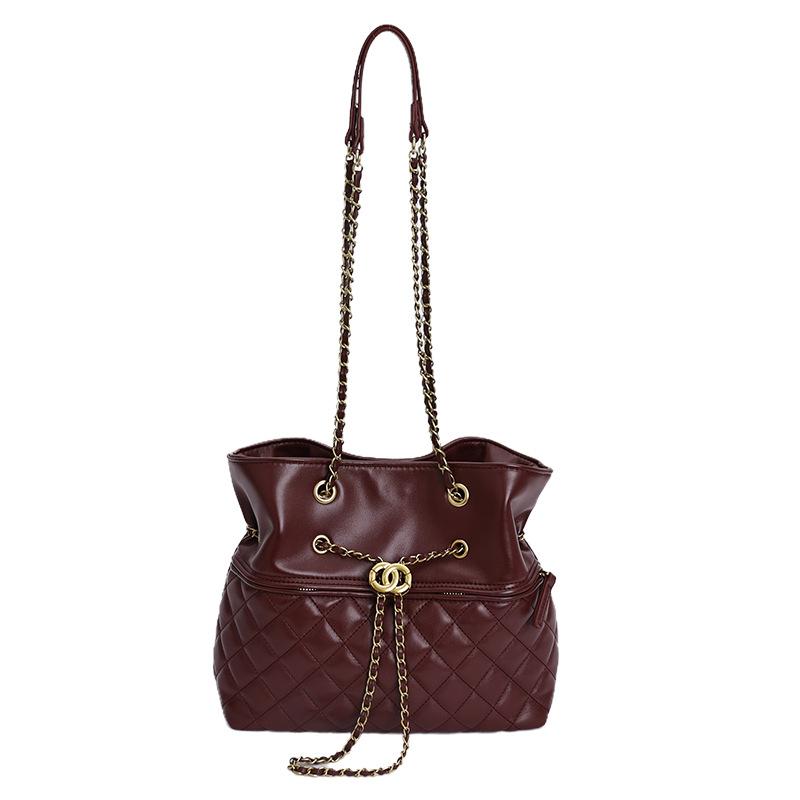 Premium Bag Women's 2025 New Trendy Fashion Rhombus Texture Shoulder Bag Large Capacity Commuter Bag Chain Bag