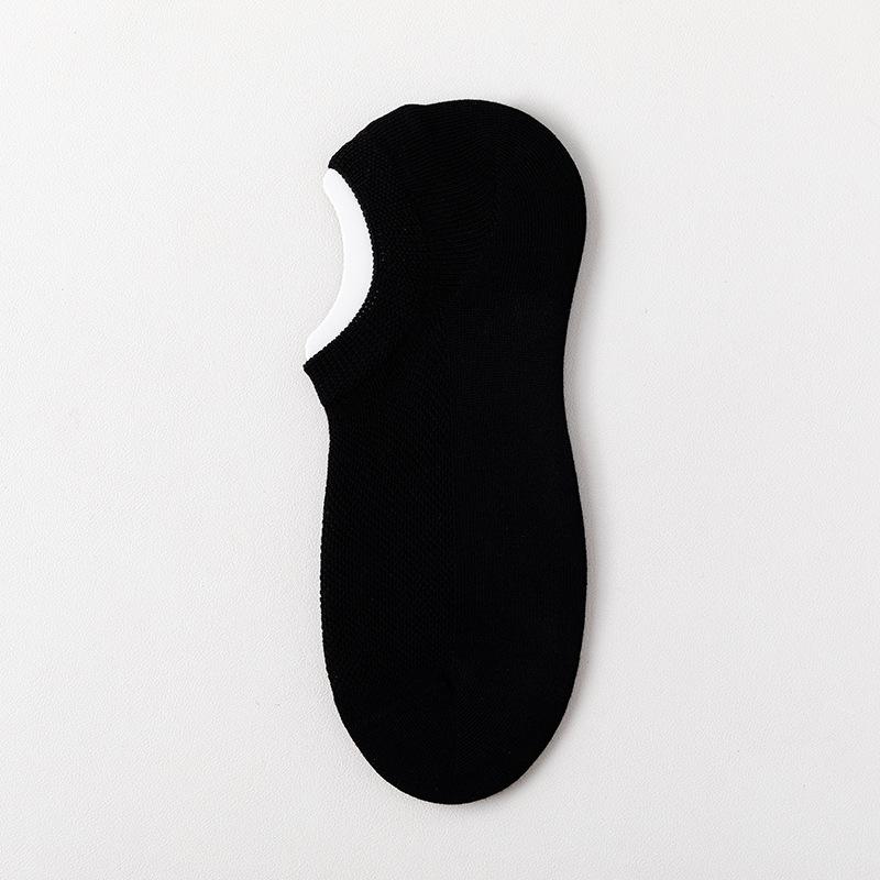 Socks men's mesh summer solid colour short socks cotton do not fall off the heel silicone thin section antibacterial anti-odour invisible boat socks