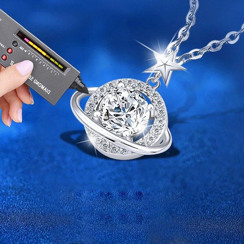 Colier cu pandantiv moissanit de culoare D de 1 carat, 100% argint S925, bijuterii cu farmec cu stea Moissanite Trece testul de diamant GRA