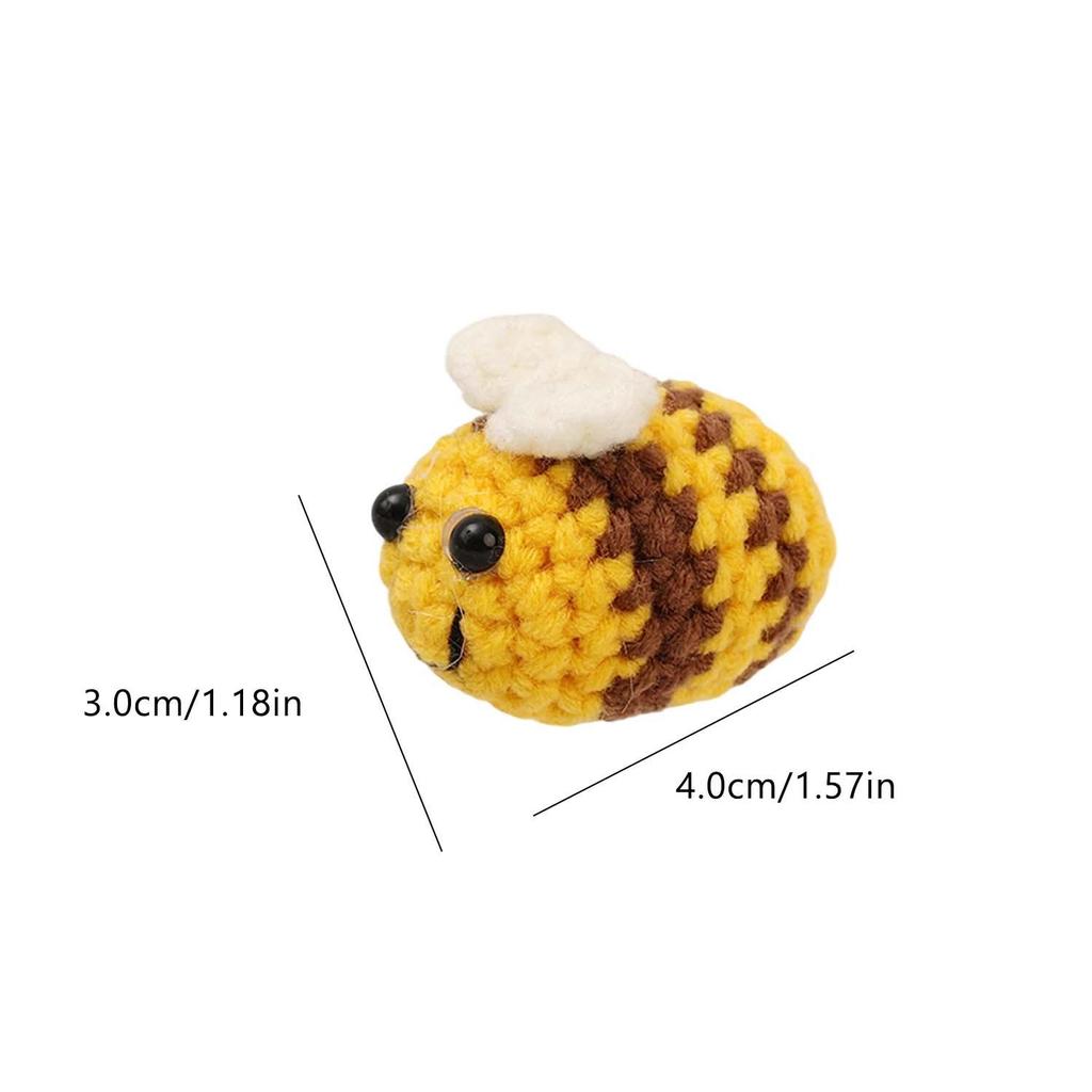 5pcs Fashion Woolen Knitting Little Bee Keychain DIY Handmade Bag Pendant Keyring for Friend Gifts Cartoon Cute Animal Key Chain