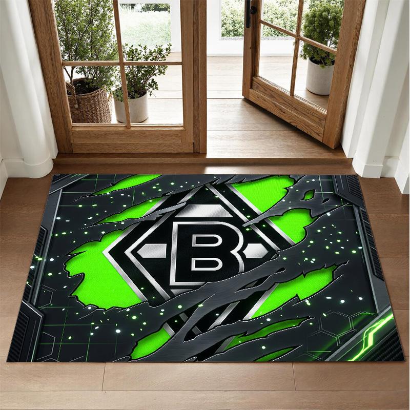 Borussia Mönchengladbach Design Crystal Velvet Rug Soft Decorative Mat for Bedroom Entrance