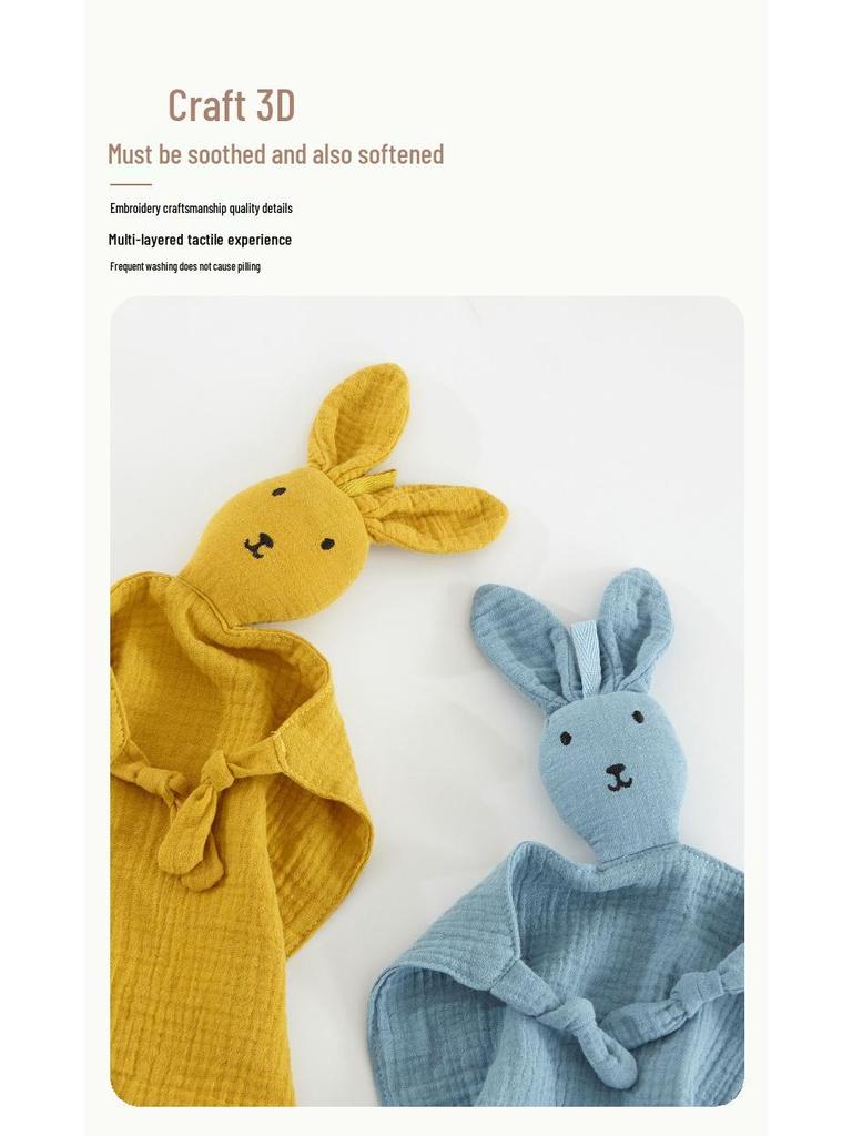 Baby Pure Cotton Comfort Blanket & Doll - Little Rabbit Crinkle Toy