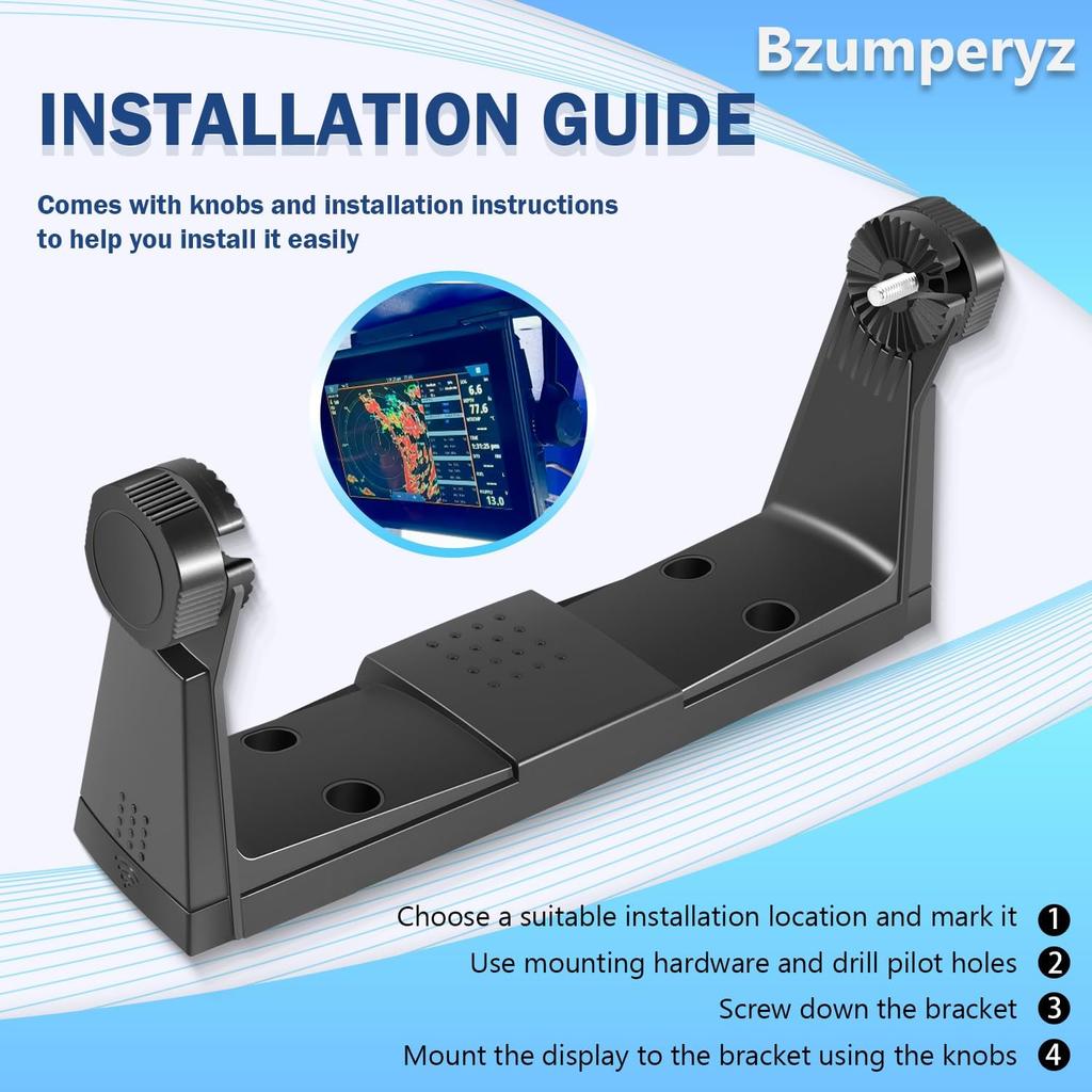 000-13702-001 Marine Gimbal Mounting Bracket with Knobs for GO9, NSS7 EVO3, Cruise 9, Vulcan9, Zeus³ 7 (Black)