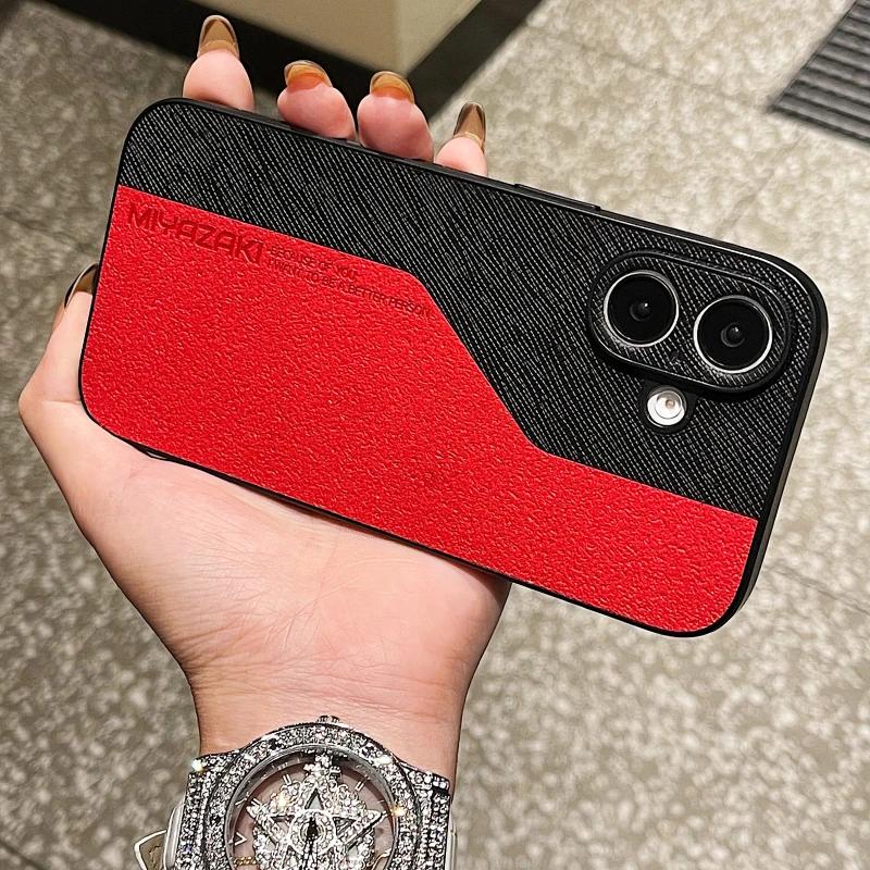 Luxury Double Color Leather Pattern Phone Case for iPhone 16 15 14 13 Pro Max PU Shockproof Cover