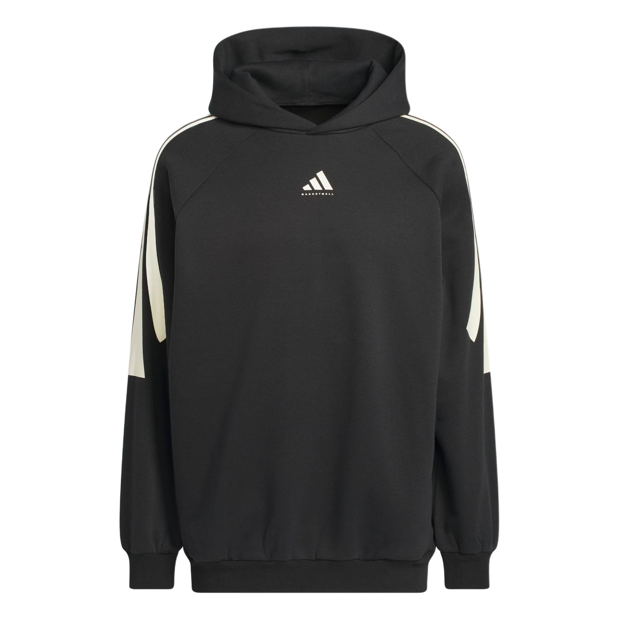 adidas Basketball 3-Stripes Fleece Hoodie  Black  Men s JZ7914 M