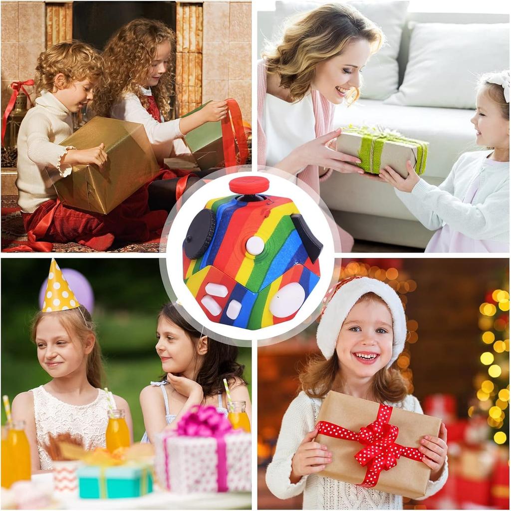 Small Fidget Toys,12 Sided Cube Toys for Kids Adults with Anxiety ADHD Autism and Relief Stress