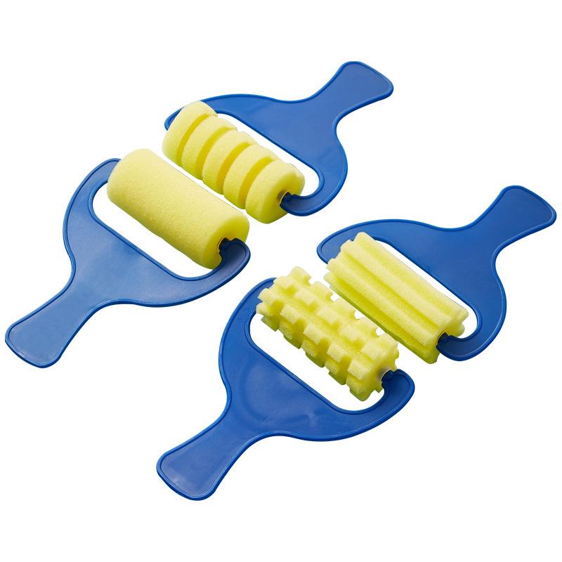 Kid's Sponge Stamp Ink Pad and Roller Set for Painting and Drawing
