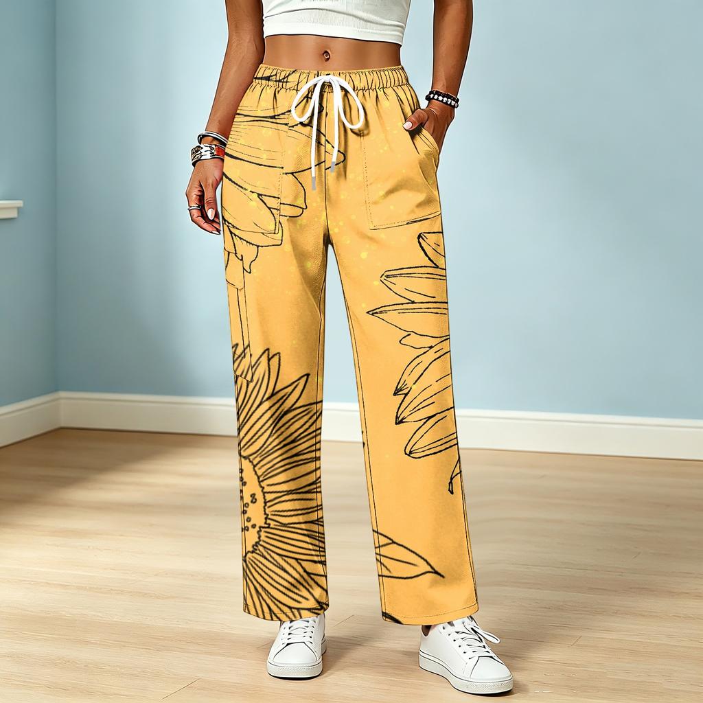 Women's Color Drawstring Elastic Waist Work Pants with Pockets, Casual Uniform Scrub Pants for Daily Wear
