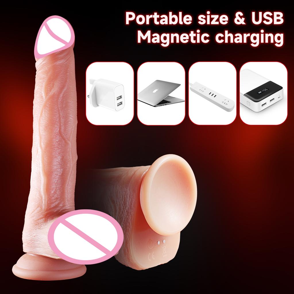 Großer Dildo Vibrator Wiederaufladbarer Künstlicher Penis Teleskopisch Schwingend Heizend Fernbedienung Dildos Steuerung Vibratoren Für Frauen Männer Sexspielzeug