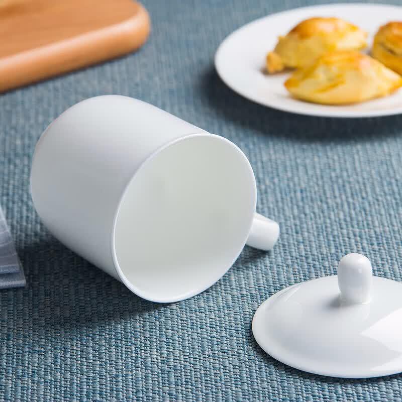 White Ceramic Office Teacup with Lid