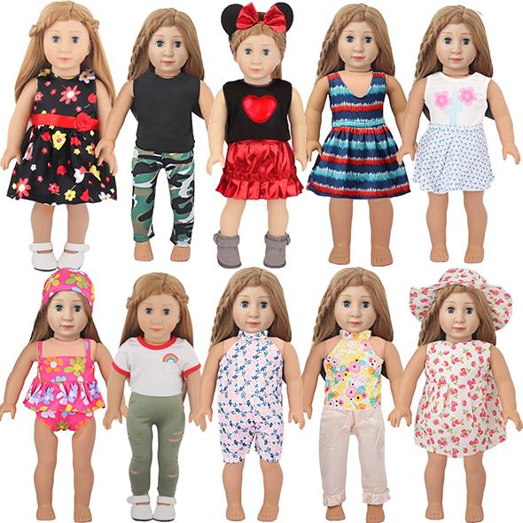 MSYO  18 Inch Fashion Realistic Polyester Boy Girl Dolls 10piece/set Clothing Set Model Cartoon Toy Replaceable Clothes