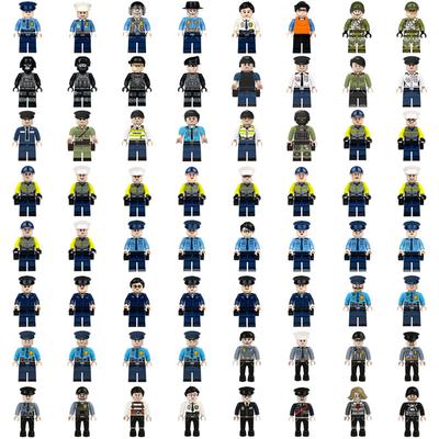 76 Police Figures Small Particles Building Block Children Assembled Toys Traffic Police Prison Prisoners