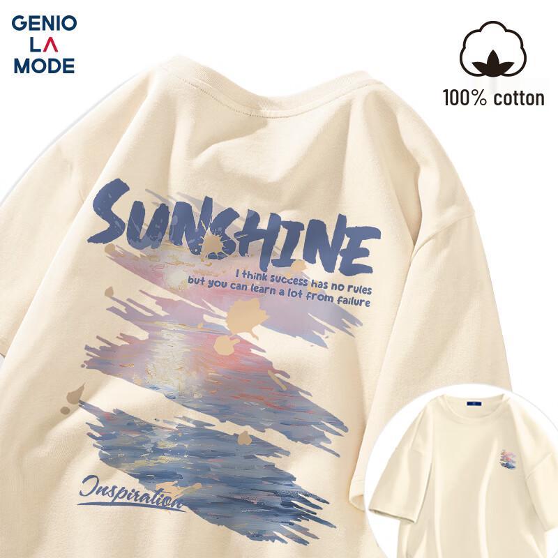 GENIOLAMODE Pánské ležérní tričko s krátkým rukávem z čisté bavlny