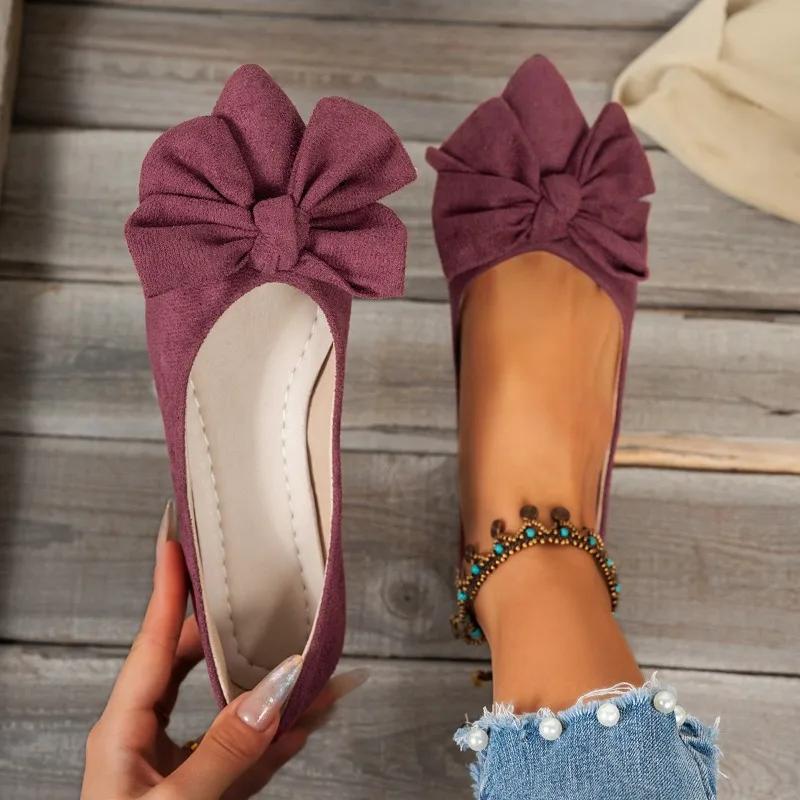 Fashion Plus Size 2025 Hot Sale Women's Flats Soft Bottom Slip on Pointed Toe Butterfly-knot Flats Outdoor Casual Daily Walking Shoes