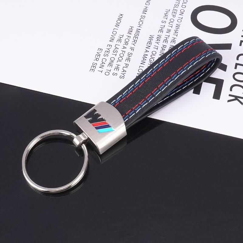BBKQ7 Leather Car Key Keychainn Pendant Holder Gift For BMW M Performance E46 G80 F48 E84 G01 F30 G11 X1 X3 X5 X6 G07 Auto Accessories