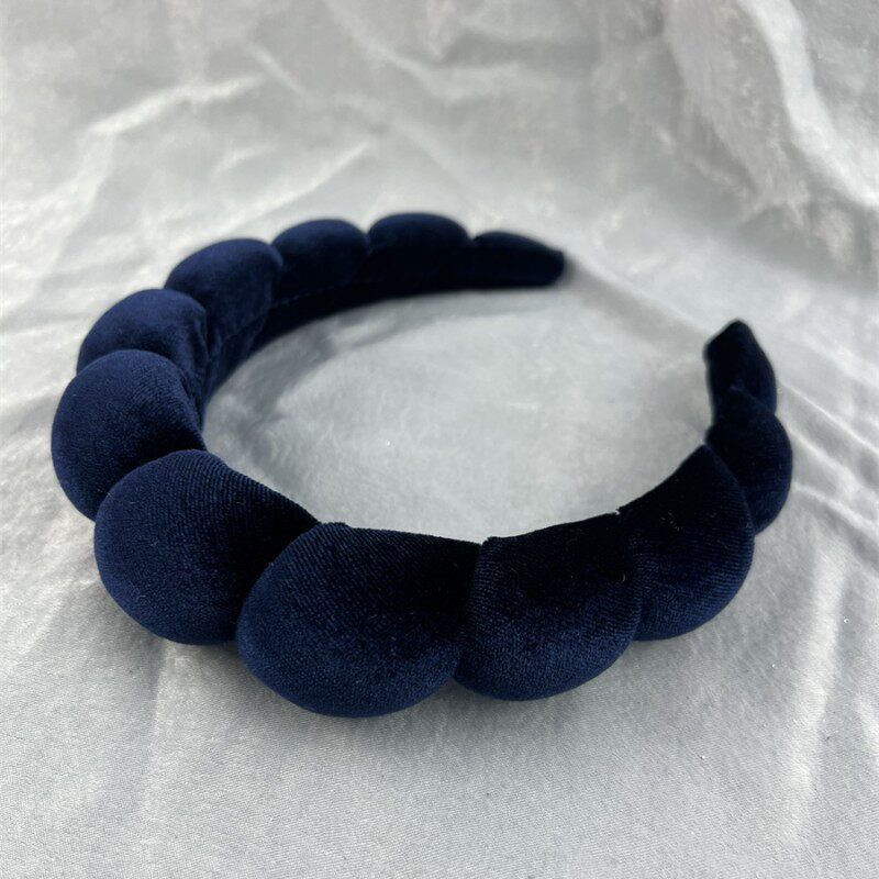 

Vintage Velvet Thickened Height Increasing Autumn and Winter Sponge Headband Navy Blue