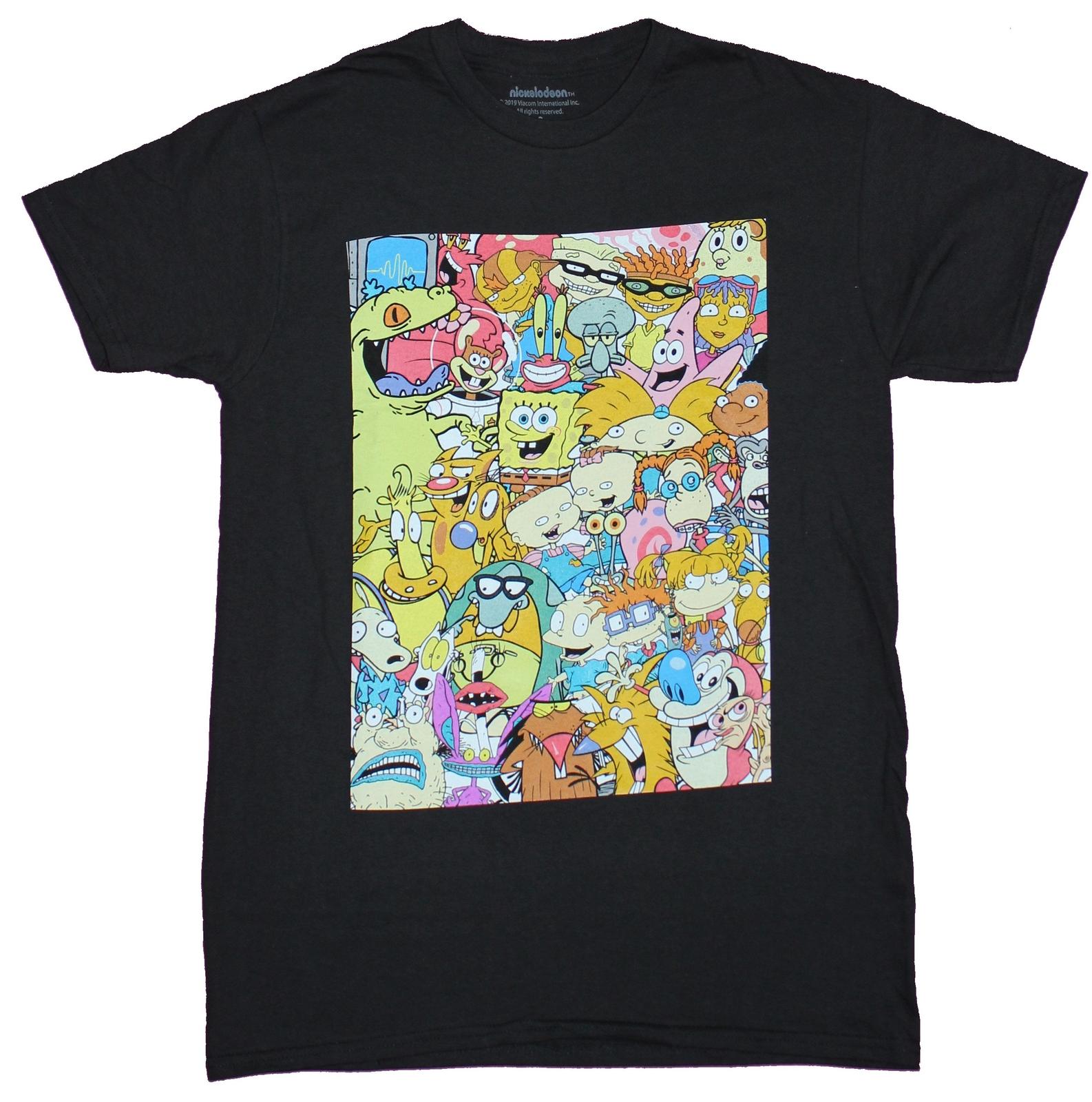 Nickelodeon Nicktoons Adult New T-Shirt - Giant Huge Character Pile Up Box L