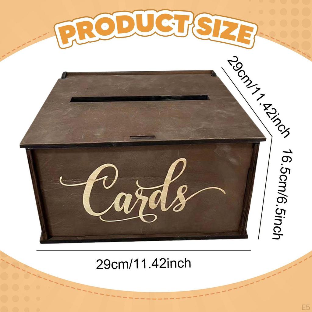 Decorative Wooden Storage Box for Wedding Cards, with Slotted Card Holder, Ideal Birthday
