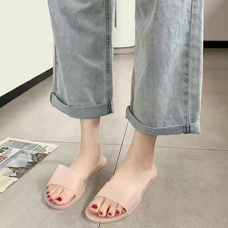 Summer Crystal Jelly Slippers - Women's Large Size, Fashionable, Odor-Proof, Casual Outdoor/Home Flip-Flops for Couples.