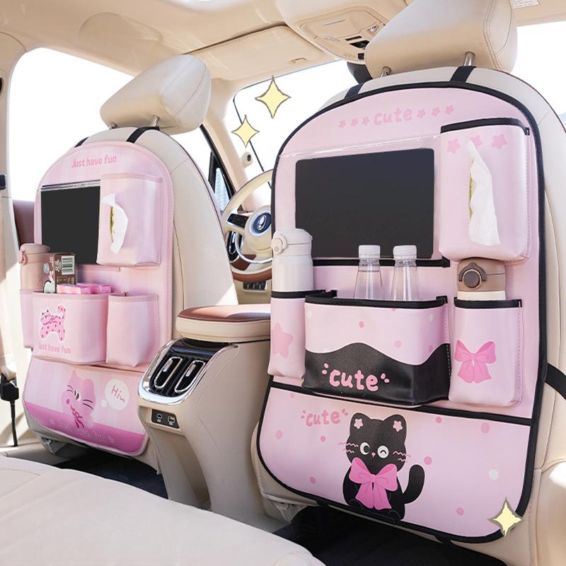 1PC Car anti-kick mat Rear car seat back storage bag Children's storage hanging bag Seat back storage rack anti-dirt mat