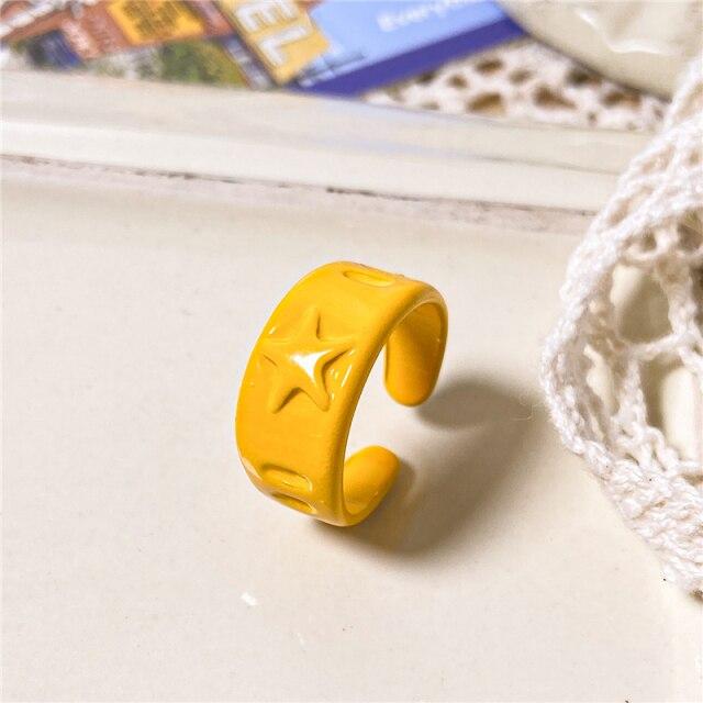 17KM Mode Geometrische Bunte Tropfen öl Ringe Set Für Frauen Mädchen Candy Farbe Metall Hand Bemalt Ringe Geschenke Schmuck