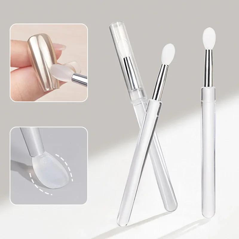Silicone Applicator Sticks Nail Art Reusable Mirror Chrome Effect Glitter Applying Manicure Tool Pigment Silicone Nail Brush
