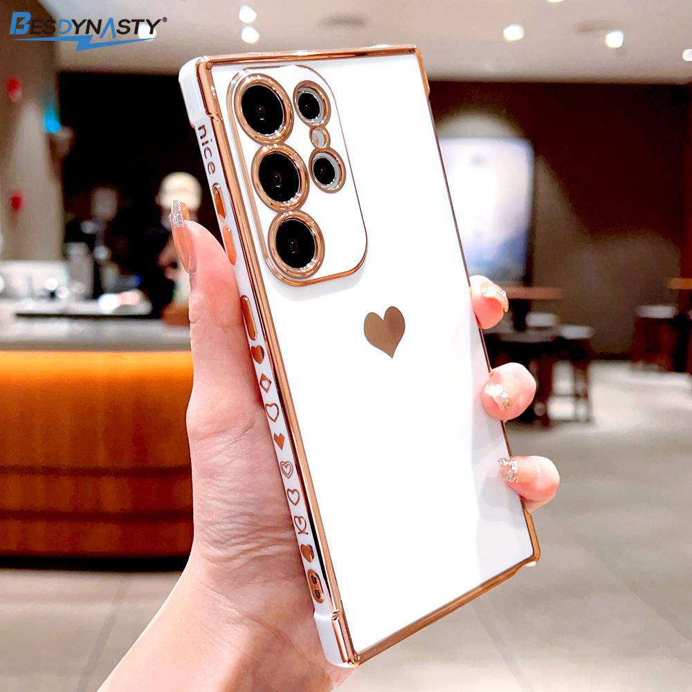 Luxury Plating Silicone Soft Case For Samsung Galaxy S26 S25 S24 S23 S22 S21 Ultra Plus FE A52 A53 A54 A55 Love Heart Cover