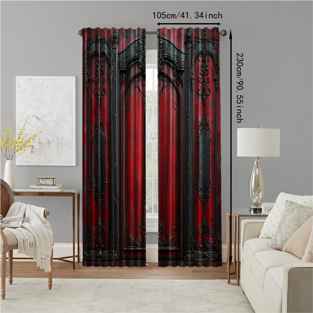 Set Of 2 Classic Versatile Polyester Transparent Curtains Home Decoration Red Use Bedrooms Living Rooms Curtain Ideal For Great Room