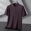 Fat brother, loose Chinese retro stand-up collar short-sleeved shirt, summer plus size men's Tang suit half-sleeved shirt