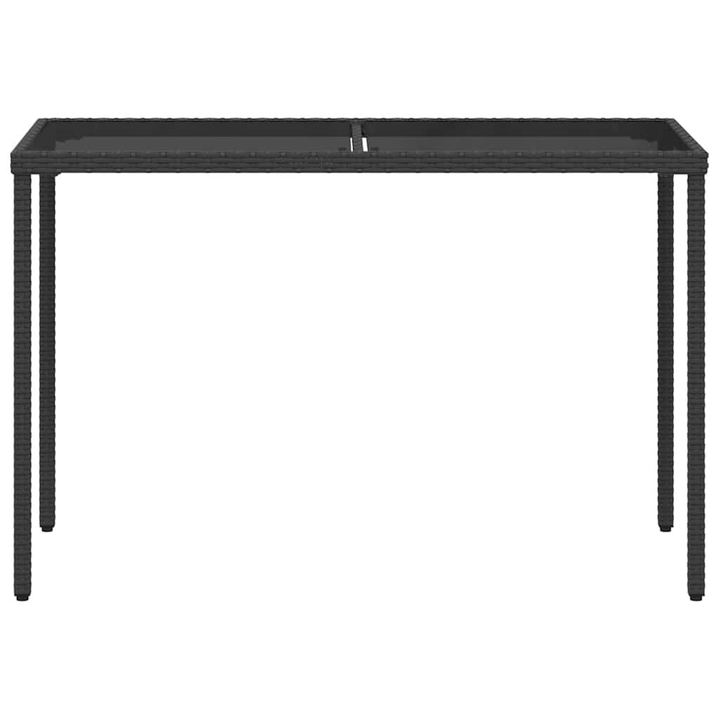 Vidaxl Stół Ogrodowy Ze Szklanym Blatem, Czarny, 115X54X74 Cm