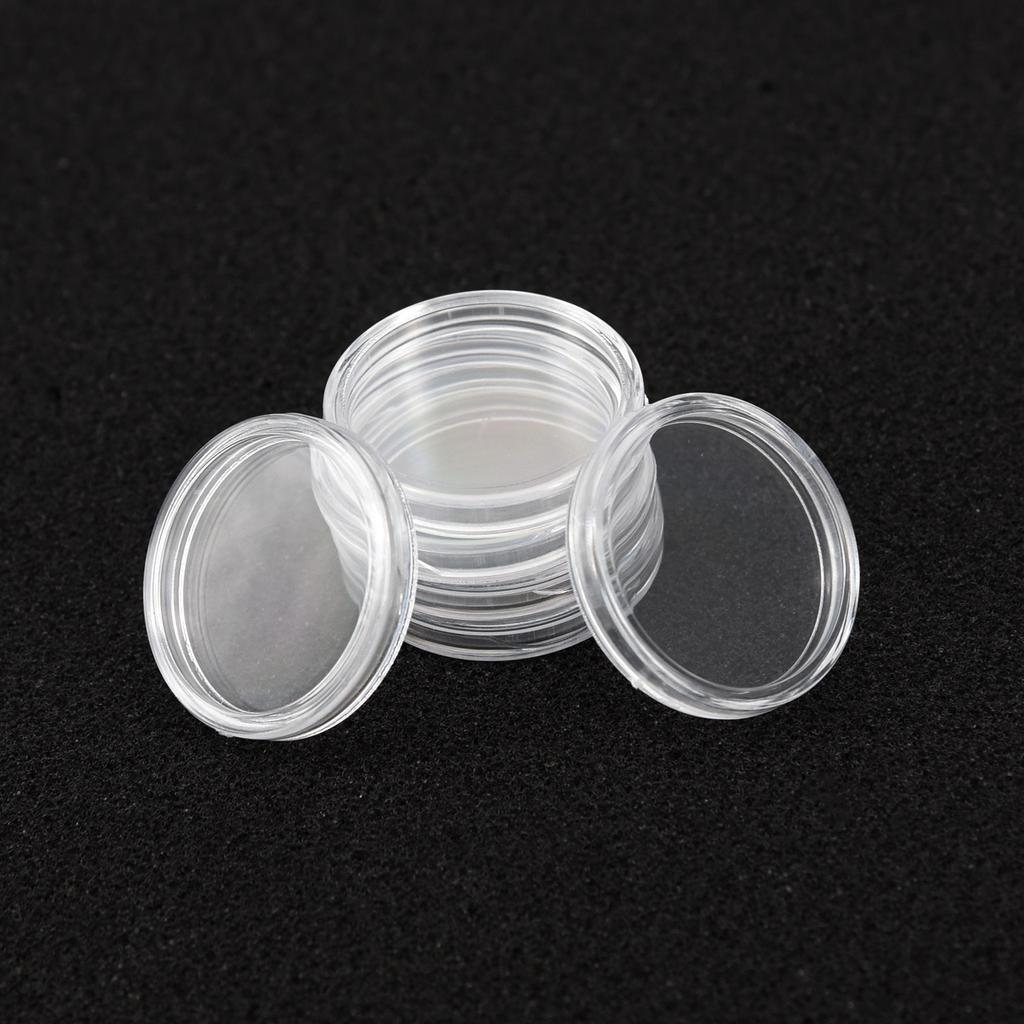 100x Transparent Coin Capsules Coin Case Holders Container Storage Boxes - 25mm