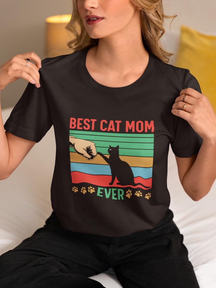Best Cat Mom Ever T-Shirt Cute Pet Lover Gift Tee for Women Funny Kitty Graphic