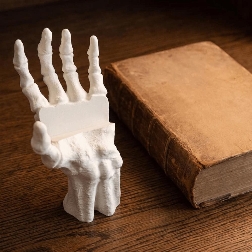 Gothic Style Halloween Skeleton Hand Shaped Bookshelf 3D Printing Book Display Rack Home Decor